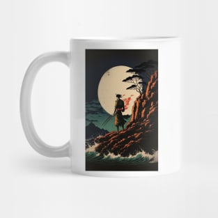 Samurai on Rocky Shore Mug